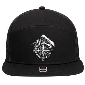 Compass Guide Mountain 7 Panel Mesh Trucker Snapback Hat