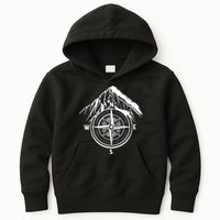Compass Guide Mountain Kids Hoodie