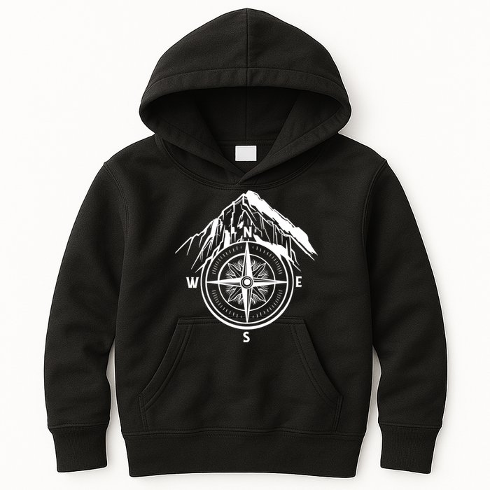 Compass Guide Mountain Kids Hoodie