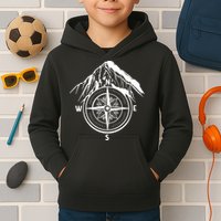 Compass Guide Mountain Kids Hoodie