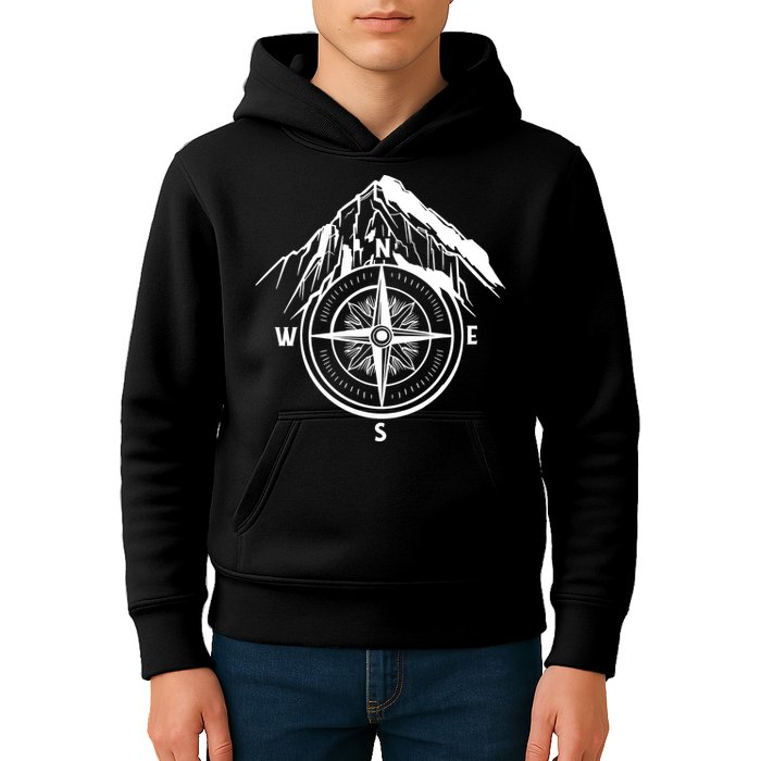 Compass Guide Mountain Kids Hoodie