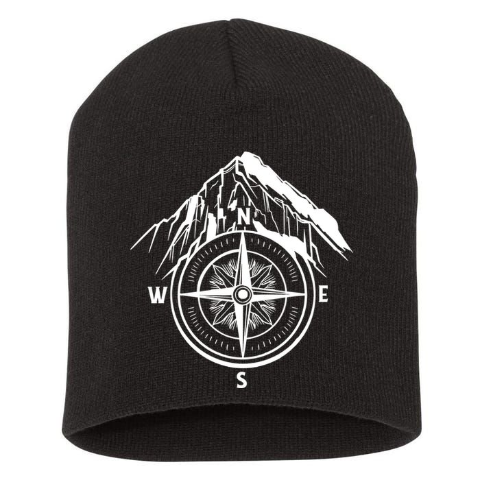 Compass Guide Mountain Short Acrylic Beanie