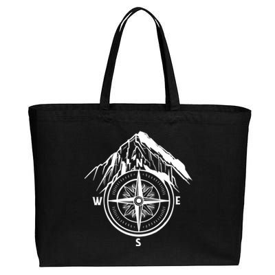 Compass Guide Mountain Cotton Canvas Jumbo Tote