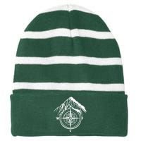 Compass Guide Mountain Striped Beanie with Solid Band