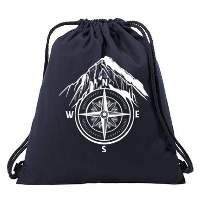 Compass Guide Mountain Drawstring Bag