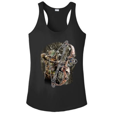 Compound Bow And Arrow Hunter Ladies PosiCharge Competitor Racerback Tank