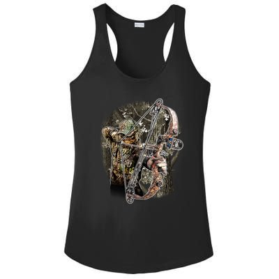 Compound Bow And Arrow Hunter Ladies PosiCharge Competitor Racerback Tank