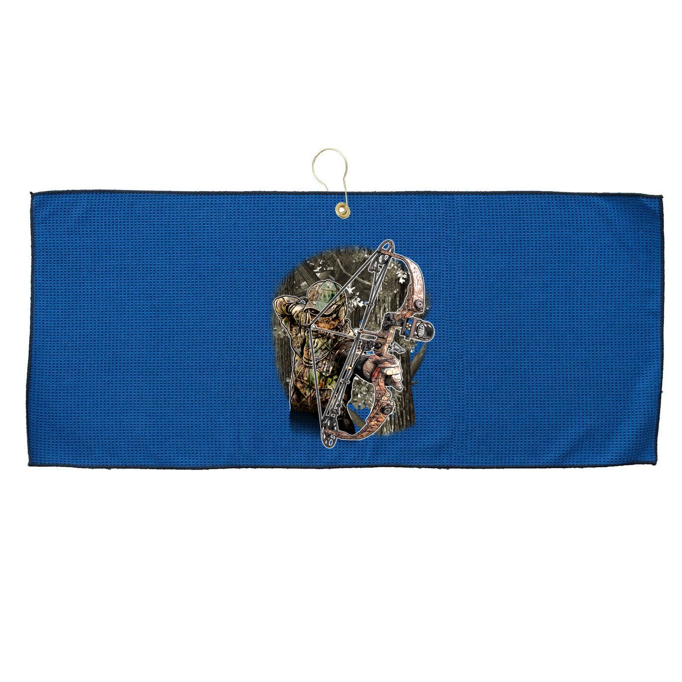 Compound Bow And Arrow Hunter Large Microfiber Waffle Golf Towel