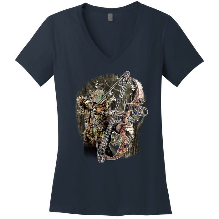 Compound Bow And Arrow Hunter Women's V-Neck T-Shirt