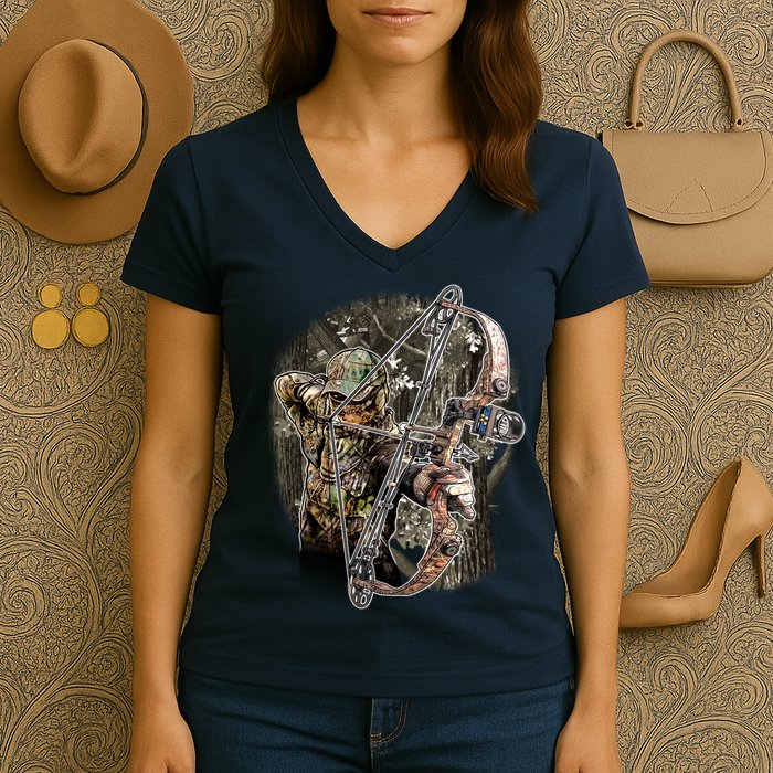 Compound Bow And Arrow Hunter Women's V-Neck T-Shirt