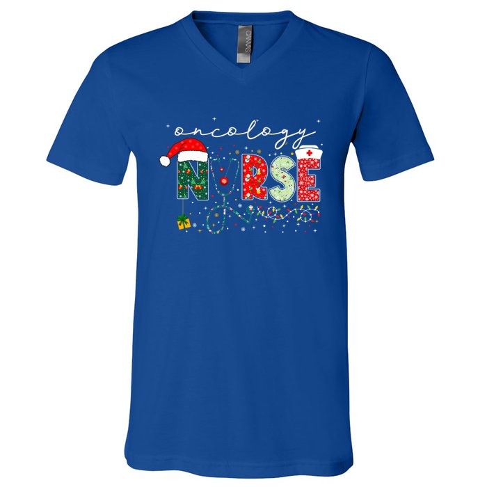 Christmas Oncology Nurse Funny Gift For Nursing Student Gift V-Neck T-Shirt