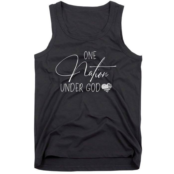 Cute One Nation Under God Usa Tank Top