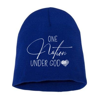 Cute One Nation Under God Usa Script Gift Short Acrylic Beanie