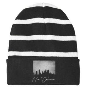 City Of New Orleans Louisiana Striped Beanie with Solid Band