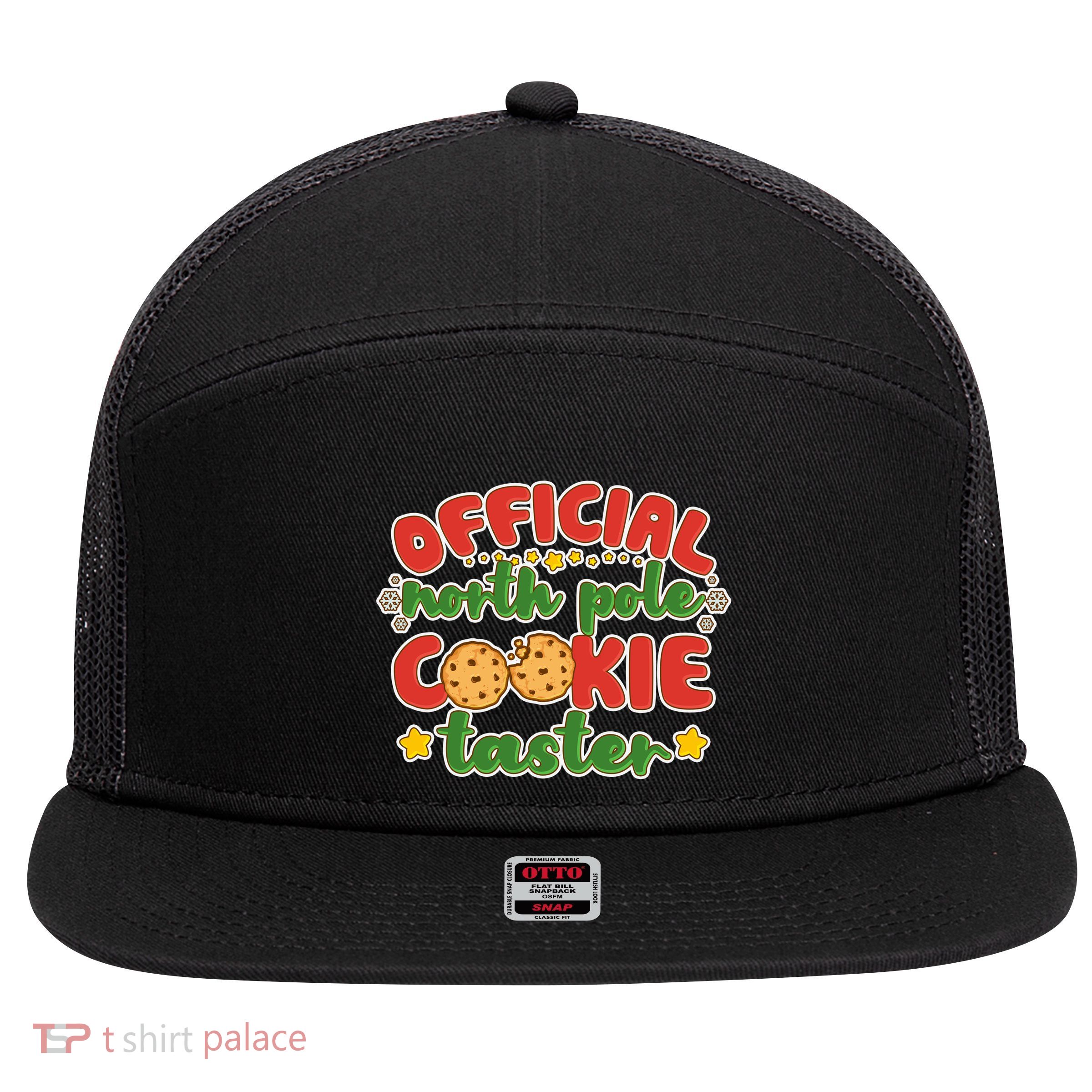 Christmas Official North Pole Cookie Taster 7 Panel Mesh Trucker Snapback Hat