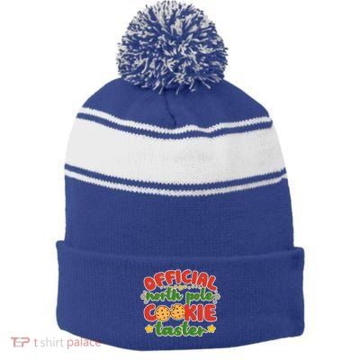 Christmas Official North Pole Cookie Taster Stripe Pom Pom Beanie
