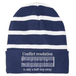 Conflict Resolution Is Only A Half Step Away Striped Beanie with Solid Band