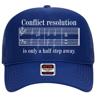 Conflict Resolution Is Only A Half Step Away High Crown Mesh Back Trucker Hat