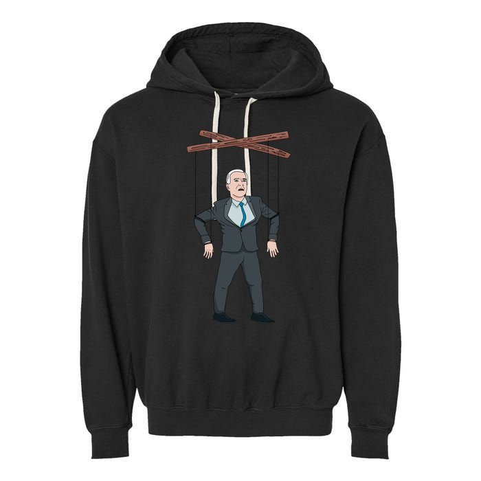 Confused Anti Joe Biden Puppet Funny Garment-Dyed Fleece Hoodie