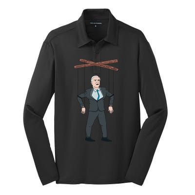 Confused Anti Joe Biden Puppet Funny Silk Touch Performance Long Sleeve Polo