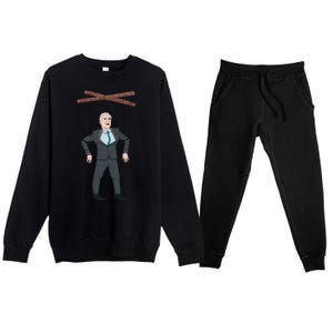 Confused Anti Joe Biden Puppet Funny Premium Crewneck Sweatsuit Set