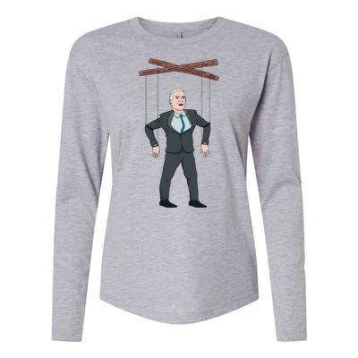 Confused Anti Joe Biden Puppet Funny Womens Cotton Relaxed Long Sleeve T-Shirt