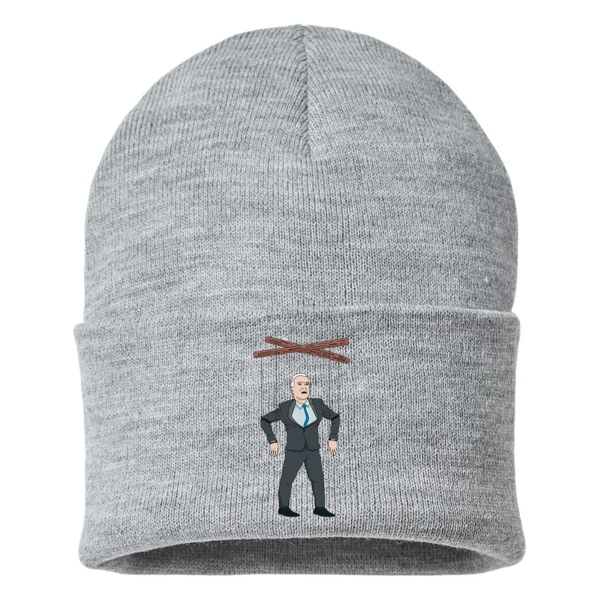 Confused Anti Joe Biden Puppet Funny Sustainable Knit Beanie