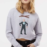 Confused Anti Joe Biden Puppet Funny Cropped Pullover Crew