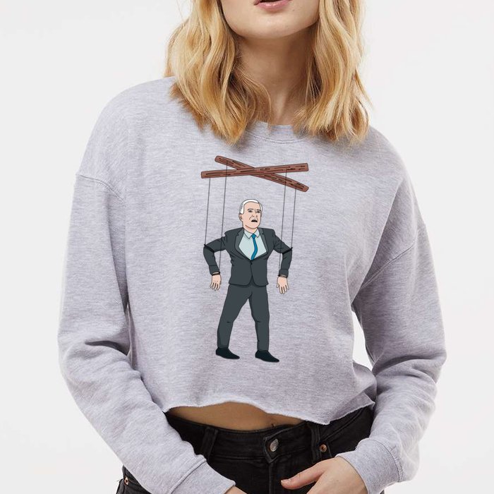 Confused Anti Joe Biden Puppet Funny Cropped Pullover Crew