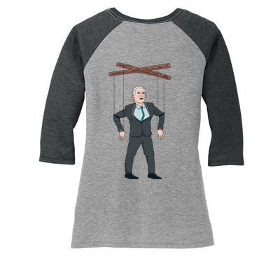 Confused Anti Joe Biden Puppet Funny Women's Tri-Blend 3/4-Sleeve Raglan Shirt