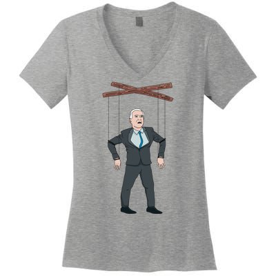 Confused Anti Joe Biden Puppet Funny Women's V-Neck T-Shirt