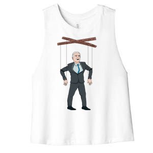 Confused Anti Joe Biden Puppet Funny Women's Racerback Cropped Tank