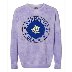 Connecticut State Flag Circle Colorblast Crewneck Sweatshirt