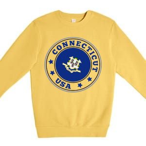 Connecticut State Flag Circle Premium Crewneck Sweatshirt