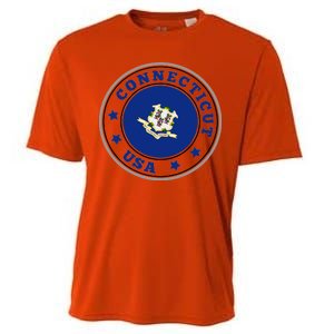 Connecticut State Flag Circle Cooling Performance Crew T-Shirt