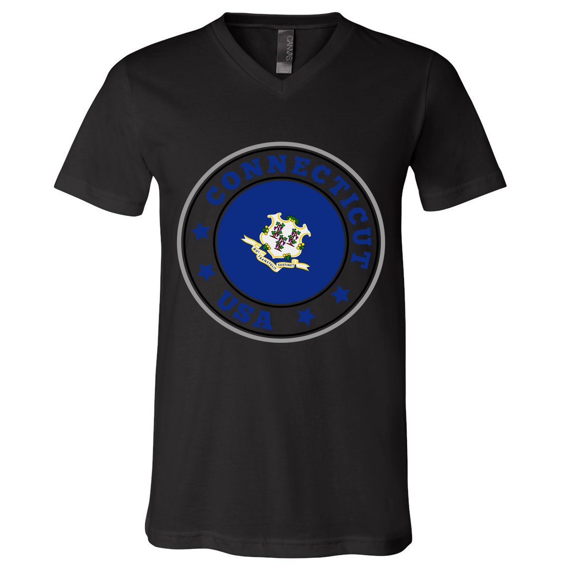 Connecticut State Flag Circle V-Neck T-Shirt