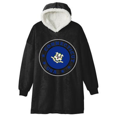 Connecticut State Flag Circle Hooded Wearable Blanket