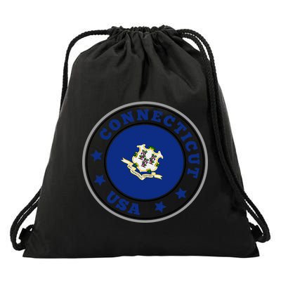 Connecticut State Flag Circle Drawstring Bag