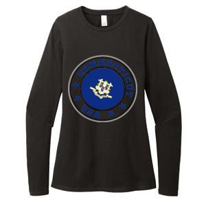 Connecticut State Flag Circle Womens CVC Long Sleeve Shirt