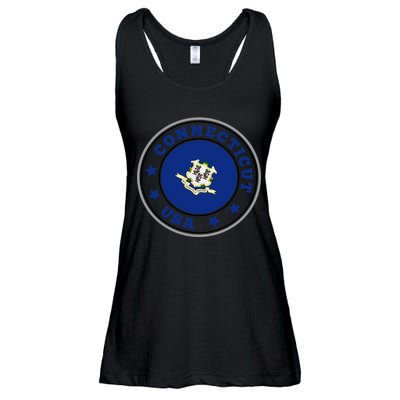 Connecticut State Flag Circle Ladies Essential Flowy Tank
