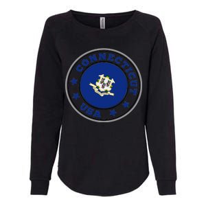 Connecticut State Flag Circle Womens California Wash Sweatshirt