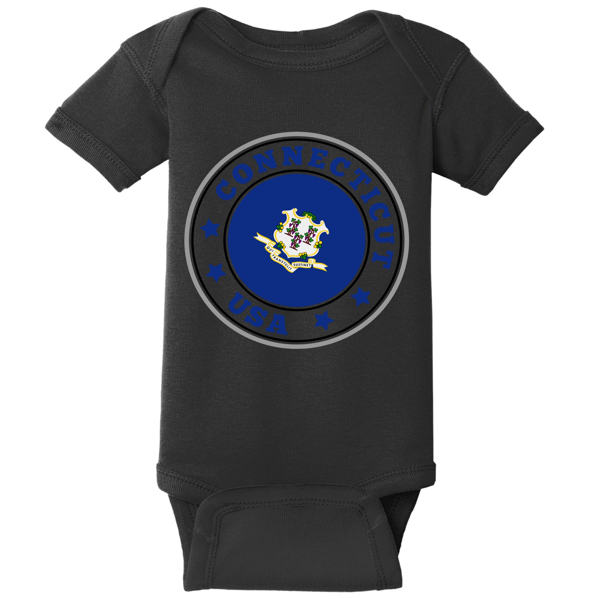 Connecticut State Flag Circle Baby Bodysuit