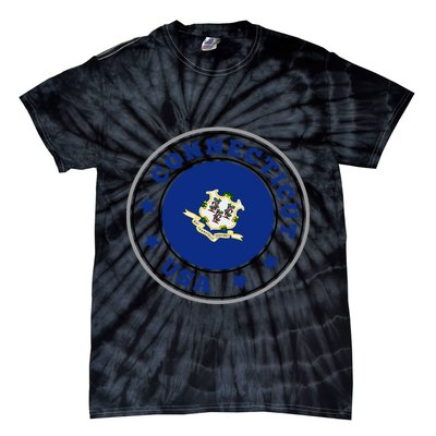 Connecticut State Flag Circle Tie-Dye T-Shirt