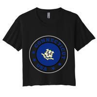 Connecticut State Flag Circle Women's Crop Top Tee