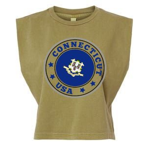 Connecticut State Flag Circle Garment-Dyed Women's Muscle Tee