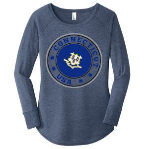 Connecticut State Flag Circle Women's Perfect Tri Tunic Long Sleeve Shirt