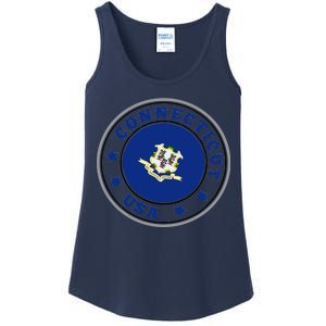 Connecticut State Flag Circle Ladies Essential Tank