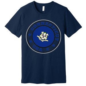 Connecticut State Flag Circle Premium T-Shirt