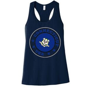 Connecticut State Flag Circle Women's Racerback Tank