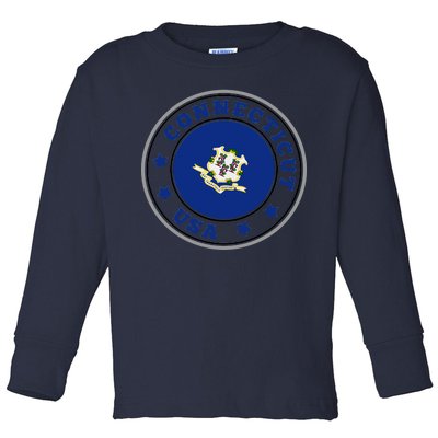 Connecticut State Flag Circle Toddler Long Sleeve Shirt